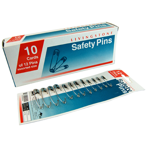 Livingstone Safety Pins, No. 0, 22mm, 144 Pins/Box Box