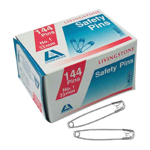 Livingstone Safety Pins, No. 0, 22mm, 144 Pins/Box Box