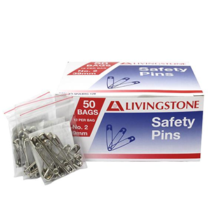 Livingstone Safety Pins, No. 0, 22mm, 144 Pins/Box Box