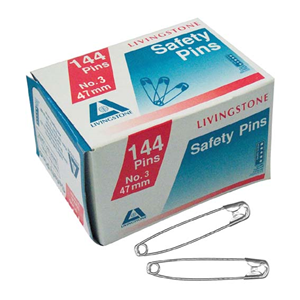 Livingstone Safety Pins, No. 0, 22mm, 144 Pins/Box Box