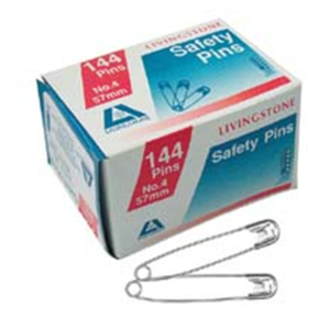 Livingstone Safety Pins, No. 0, 22mm, 144 Pins/Box Box