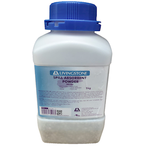 Livingstone Spill Absorbent Granules (SAP) for Fluid and Vomit Clean Up, 1 Kilogram Bottle Each
