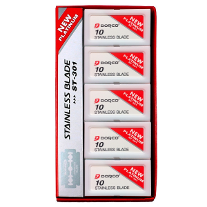 Dorco Double Edge Razor Blade, New Red Platinum Stainless, 10/Sleeve ...