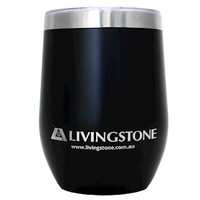 Livingstone Vacuum Coffee Tea Mug With Drinking Lid, 12 Ounce, 11.5 x 9 x 9cm, Stainless Steel 304 With Plastic, Black, Each Each