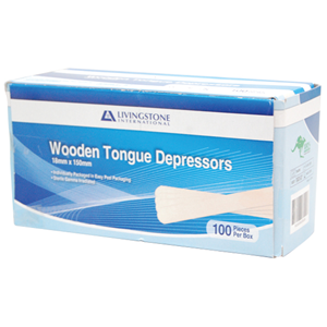 Livingstone Biodegradable Wooden Tongue Depressor, 150 x17x1.6mm, Sterile, Individually Packed, 100/Box Box
