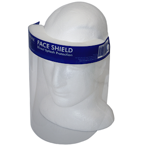 Livingstone Full Face Shield, TGA, 32 x 24.2cm, Anti Fog with Foam Pad and Elastic Head Band, Blue, 40/Carton Carton