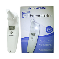 Livingstone Infrared Ear Thermometer with 20 Probe Covers, Auto-Off with Memory, Model ET-100A, TGA 333900, Each Each