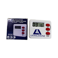 Livingstone Electronic Digital LCD Timer with Stopwatch Function, up to 100 Minutes, Battery included, Each Each
