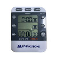Livingstone Electronic Digital LCD Timer with Stopwatch Function, up to 100 Minutes, 8.87 x 6.8 x 1.62cm, Battery and Clip included, Each Each