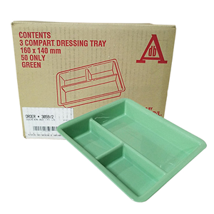 Autoplas Tray, with 3 Compartments, Recyclable Plastic, Autoclavable, 160mm x 140mm x 20mm, 50 Pieces/Carton Carton