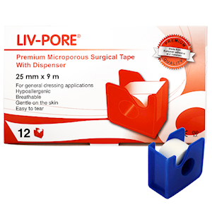 Liv-Pore Premium Microporous Biodegradable Surgical Paper Tape, Latex Free, 13mm x 9 metres, 24/Box Box
