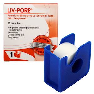 Liv-Pore Premium Microporous Biodegradable Surgical Paper Tape, Latex Free, 13mm x 9 metres, 24/Box Box