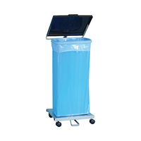 Trolley Waste Bag with Recyclable Plastic Lid, 41 x 37 x 84cm, Foot Pedal, Stainless Steel, Each Each
