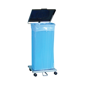 Trolley Waste Bag with Recyclable Plastic Lid, 41 x 37 x 84cm, Foot Pedal, Stainless Steel, Each Each