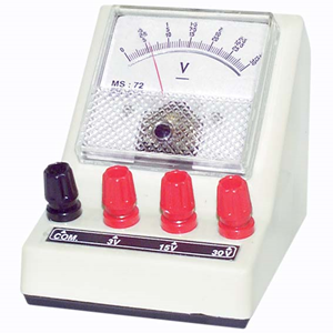 Livingstone Voltmeter Triple Range, 0 - 3/0 - 15/0 - 300V DC, Square, Each Each