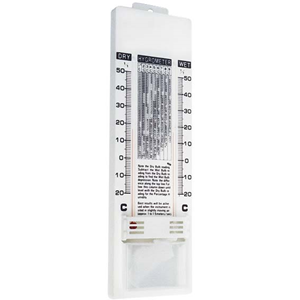 Livingstone Hygrometer, Wet and Dry Bulb, -20 Degrees Celsius to 50 Degrees Celcius Temperature Range, 6 to 94pct Humidity Range, Each Each