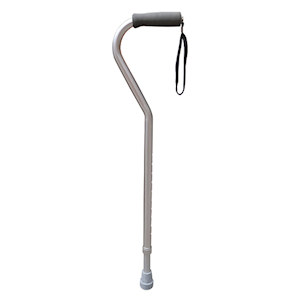 Livingstone Walking Stick, Swan Neck, Aluminium, Silver, Adjustable 78-100 cm, Withstand up to 100 kg, Each Each