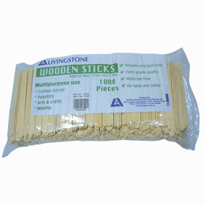 Livingstone Biodegradable Wooden Sticks, Multi-purpose, 114 x 10 x 2 mm 1000/Bag, 10 Bags/Carton