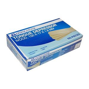Livingstone Wooden Tongue Depressors, 150 x 17 x 1.6 mm, 100pct Biodegradable, Non-Sterile, 100/Box Box