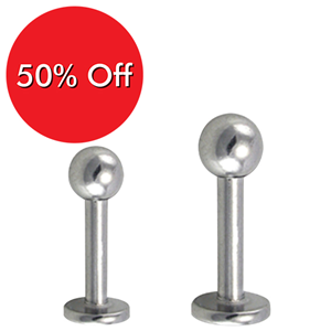 Yoop Stainless Steel Micro Labrets with ball, 16 gauge 8 x 3mm. Each ...