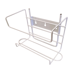 Few Chipped Paint Spots, Single Gloves Box Holder or Dispenser, Powder Coated Iron Wire, 25.5 x 16 x 12cm, White, Each Each