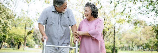 Man walking with walking support